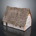 Traditional Small House With Thatched Roof White Walls And Small Windows