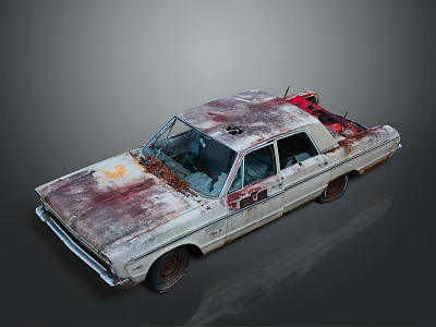 Rusted Abandoned Car With Worn Out Body Damaged Interior And Peeling Paint 3d model