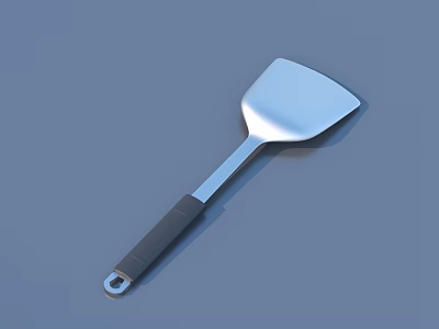 Stainless Steel Kitchen Spatula With Black Handle And Hanging Hole 3d model