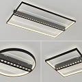 Modern Ceiling Lights With Rectangular Circular Shapes Sleek Metal Frame LED Lighting Design 3d model