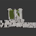 Ancient Stone Architectural Structure With White Blocks Green Vegetation And Detailed 3D Design