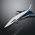 Modern Passenger Jet Model With Aerodynamic Wing Design White Blue Color And Streamlined Windows