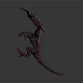 Red and Black Winged Dragon Fantasy 3D Model With Detailed Mythical Features