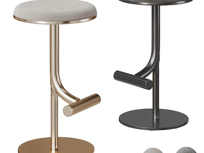 Modern Gold and Black Bar Stools with Metal Frame Upholstered Seat and Footrest 3d model
