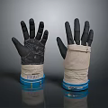 Work Safety Heat Resistant Gloves With Black Palm And Beige Canvas Cuff Blue Trim
