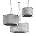 Modern Pendant Lights With White Black And Brown Fabric Shades Design