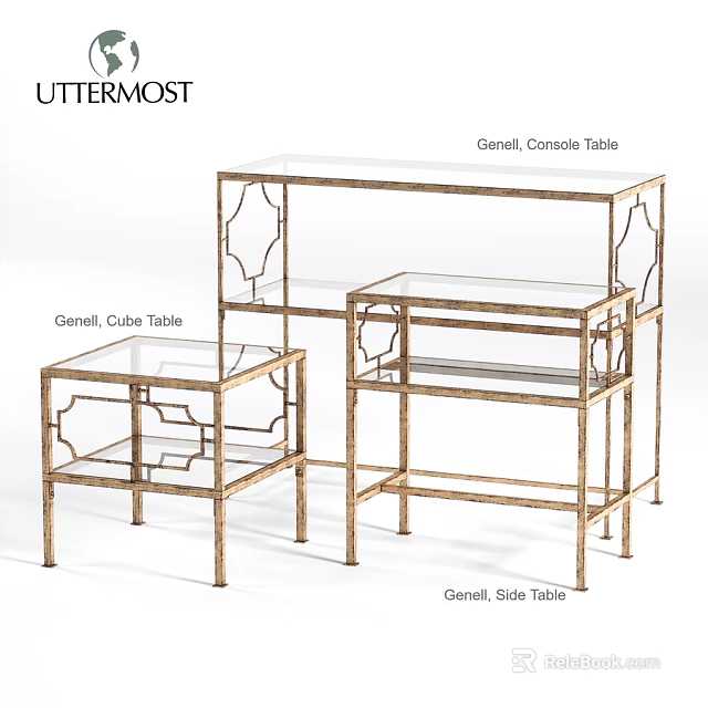 Uttermost Gamel Dining Tables Featuring Glass Top And Metal Frame Console Cube Side 3d model 