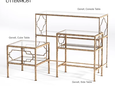 Uttermost Gamel Dining Tables Featuring Glass Top And Metal Frame Console Cube Side 3d model