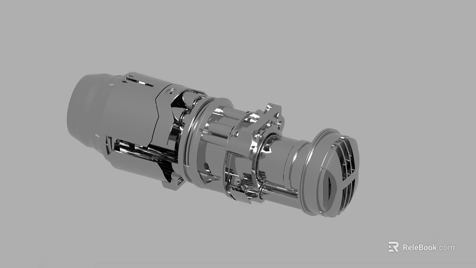 3D Rendering of Metallic Mechanical Component with Interconnected Structures and Industrial Design 3d model 