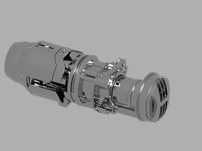 3D Rendering of Metallic Mechanical Component with Interconnected Structures and Industrial Design 3d model