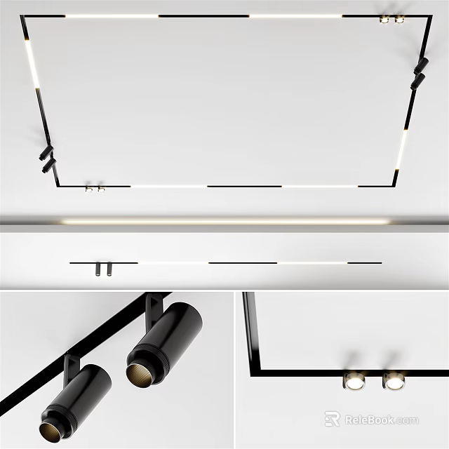 Modern Ceiling Mounted Downlights And Spotlights For Sleek Interior Lighting Design 3d model 