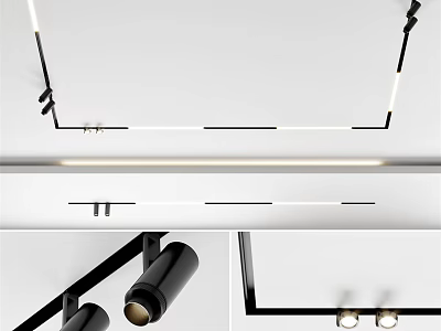 Modern Ceiling Mounted Downlights And Spotlights For Sleek Interior Lighting Design 3d model