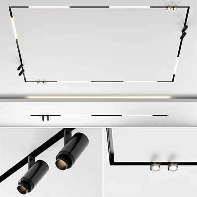 Modern Ceiling Mounted Downlights And Spotlights For Sleek Interior Lighting Design 3d model
