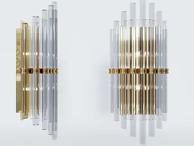 Modern Wall Lamps with Gold Metal and Transparent Glass Striped Design for Interior Decoration 3d model
