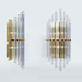 Modern Wall Lamps with Gold Metal and Transparent Glass Striped Design for Interior Decoration