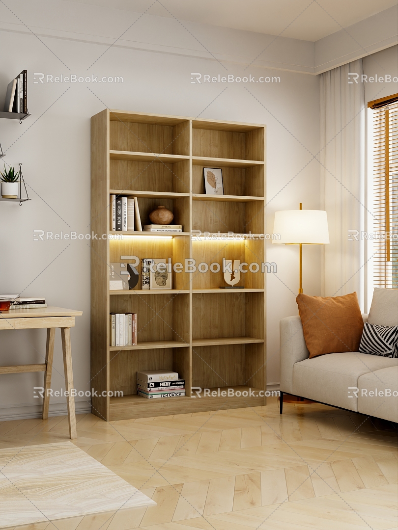 Solid Wood Bookcase 3d model