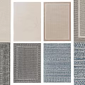 Modern Square Rugs With Geometric Patterns Textured Surfaces And Neutral Blue Tones 3d model