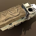 Rugged Military Truck With Camouflage Paint Canvas Cover Six Wheels And Spare Tire