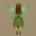 Enchanting Green Winged Fairy Woman Wearing Leaf Dress With Headpiece And Green Shoes
