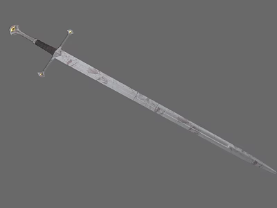 Ornate Historical Sword With Engraved Metal Blade And Decorative Hilt Design 3d model