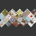 Colorful Cartoon Room Diorama With Multiple Furnished Spaces And Decorative Elements