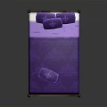 Classic Wooden Four Poster Bed Furniture With Purple Bedspread And Pillows