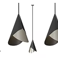 Modern Geometric Pendant Lights with Black and Silver Curved Shades for Contemporary Interiors