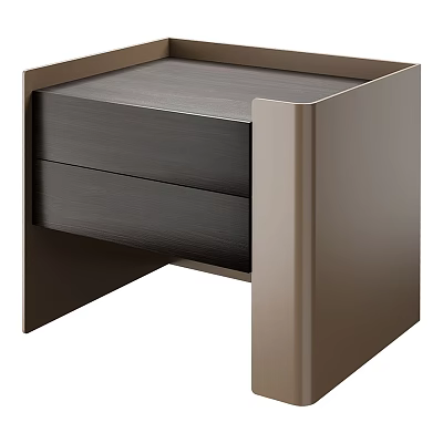 Modern Nightstand With Two Drawers And Sleek Dark Wooden Finish Design 3d model