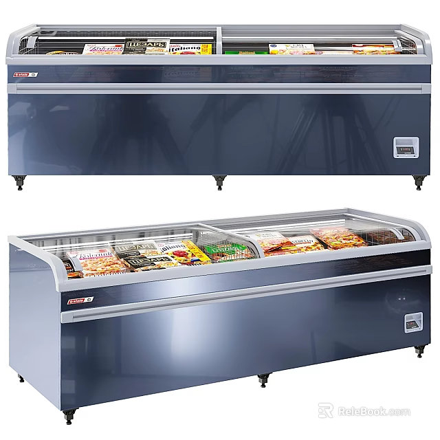 Commercial Display Freezers With Glass Doors For Food Storage In Retail Spaces 3d model 