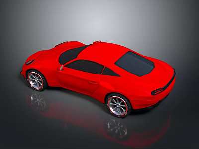 Red Two Door Sports Car With Sleek Design And Silver Alloy Wheels 3d model