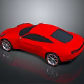 Red Two Door Sports Car With Sleek Design And Silver Alloy Wheels