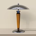 Modern Table Lamp With Wooden Stem And Silver Base Silver Dome Lampshade For Home Decor