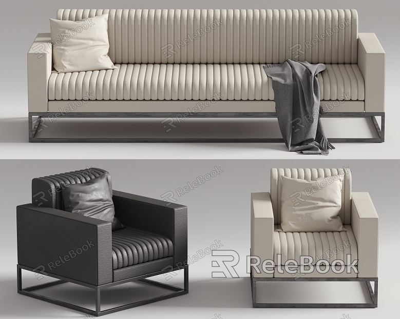 Modern BBltalia Multiplayer Sofa Single Sofa Hair Casual Sofa Leather Sofa model