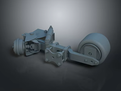 Gray Industrial Mechanical Part With Metal Wheel And Connecting Components Structure 3d model