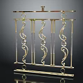 Decorative Golden Railing With Intricate Patterns Transparent Crystal Elements And Elegant Design 3d model