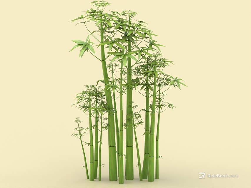 Vibrant Green Bamboo Plants With Lush Foliage And Tall Stems 3d model 