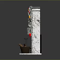 Christmas Decorated Fireplace with Marble Mantel Green Garland Red Bows Gold Ornaments Red Stocking and Firewood