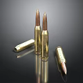Brass Bullets Displayed On Black Reflective Surface In Standing And Lying Positions