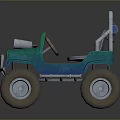 Green Children's Off Road Toy Vehicle with Large Tires Blue Chassis Transparent Windshield Gray Seat