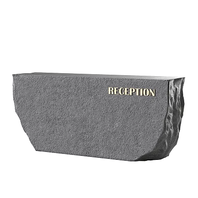 Modern Elegant Gray Textured Reception Desk With RECEPTION Lettering On Surface 3d model