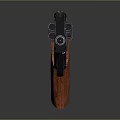 Modern Tactical Revolver With Wooden Grip Black Frame And Perforated Barrel Design