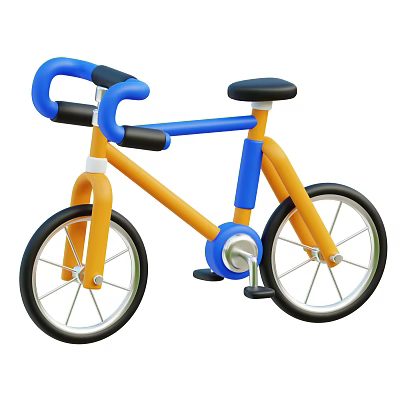 Colorful Children's Bicycle With Blue Orange Frame Black Seat And Handlebars For Sports Equipment 3d model