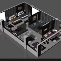 Birds Eye View of Modern Interior Layout With Bedrooms Living Room And Furniture