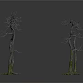Artificial Leafless Tree Scenery Components With Green Roots For Decorative Models