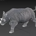 Realistic Gray Rhino With White Horn And Natural Walking Pose Details