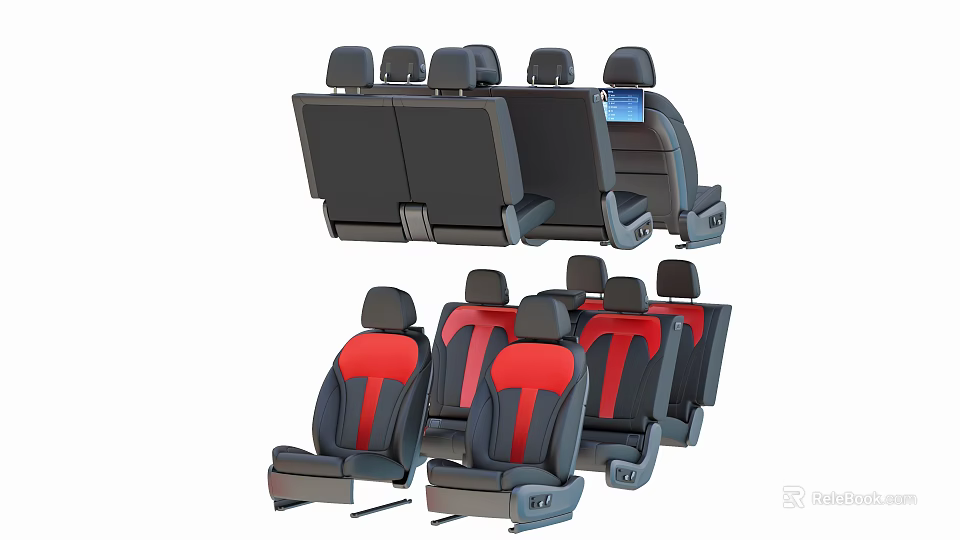Contemporary Single Sofa With Black Red Upholstery Multiple Headrests And Modern Design 3d model 