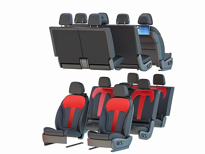 Contemporary Single Sofa With Black Red Upholstery Multiple Headrests And Modern Design 3d model