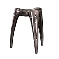 Modern Metallic Copper And Silver Stools With Slim Legs And Rivet Details