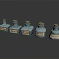 Small Glass Herb Storage Bottles With Rosemary Basil Lavender Buds Rose Petals Aloe Vera