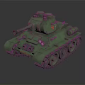 Green Military Tank With Turret Gun Barrel Tracks And Red Insignia Design